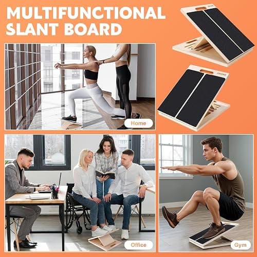 Slant Board for Calf Stretching, Adjustable Wooden Calf Stretcher Incline Board, Calf Stretch Board for Squats Leg Knees Heel Ankle Stretching thumbnail 7