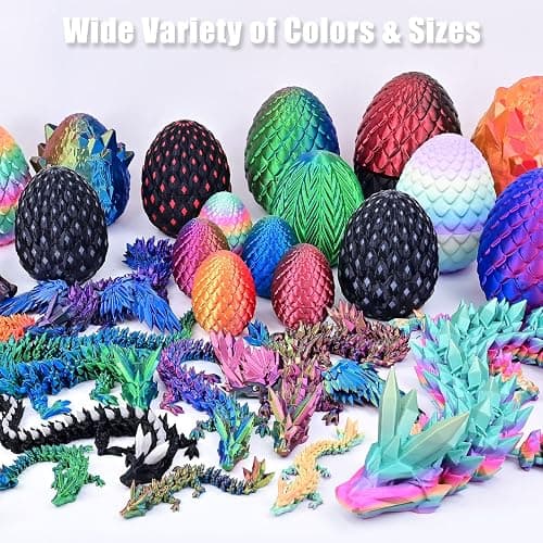 LOCYFENS 3D Printed Dragon Eggs with Dragon Inside, Articulated 3D Dragon Toys with 3D Dragon Eggs, Crystal Dragon Black Red thumbnail 8