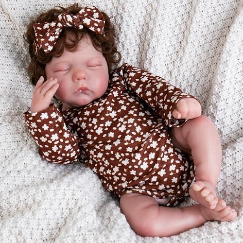 EKOKIZ Reborn Baby Dolls Clothes Girl Cute Baby Clothes for Dolls Fashion Doll Clothes 17-22 Inches Outfit Accessories Set fit Newborn Baby Dolls Girl, Brown Print thumbnail 4