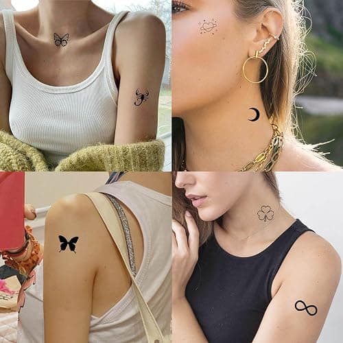 JOEHAPY 28 Sheets 504 PCS Tiny Small Temporary Tattoos For Women Men Finger Hands, Cartoon Bohemia Fake Tattoo Stickers For Kids Boys Girls, Bulk Cute Black Long Lasting Vintage Tatoos Neck Cholo thumbnail 5