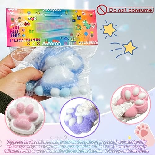 Stress Relief Toy Taba Cat Paw, 4Pcs Squeeze Toy Paw, Cute Sensory Toys, Handmade Soft Silicone Sticky Toys, Bouncy Stress and Relaxation Toy, Stretchable Springy Cat Paw, Gifts for 3-10 Year Old Girl thumbnail 6