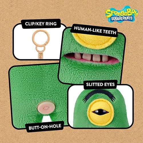 Fuggler SpongeBob 5-Inch Plush Keyring by ZURU, Funny Ugly Monster Bag Clip-on Stuffed Animal, Multiple Characters Available thumbnail 5