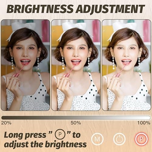 FENNIO Vanity Mirror with Lights 17''x13'' Makeup Mirror with Lights,Vanity Mirror Touch Screen with 3-Color Lighting,Dimmable,for Vanity Desk Tabletop White thumbnail 4
