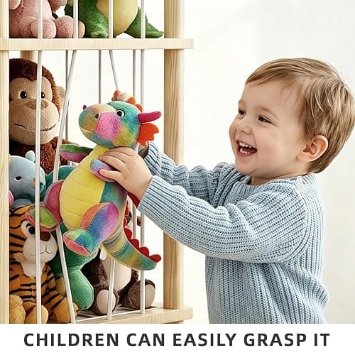 MIRCNY Stuffed Animal Storage, 54" Toy Organizer Tower, Anti-Tip Design | Solid FSC-Certified Pine: Durable wooden frame with wall anchors & rounded corners to ensure maximum child safety. thumbnail 8