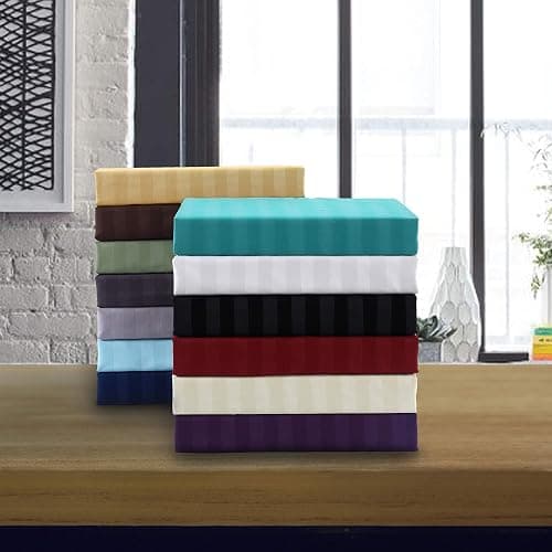 Elegant Comfort Best, Softest, Coziest 6-Piece Sheet Sets! - 1500 Premier Hotel Quality Luxurious Wrinkle Resistant 6-Piece Damask Stripe Bed Sheet Set, King Black thumbnail 6