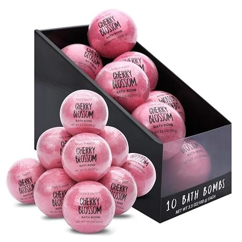 Body & Earth Bath Bombs Gift Set for Women, 10 X 3.5 oz Essential Oils Cherry Blossom Handmade Birthday Gift Idea for Family, Women, Mother's Day Gifts - Image 1