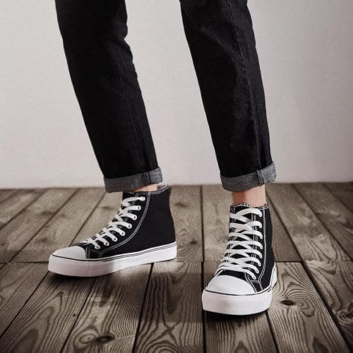 ZGR Men's High Top Canvas Sneakers Lace Up Classic Casual Walking Shoes | Breathable canvas upper,non-slip rubber outsole,high-top lace-up,classic casual style,for walking,tennis,travel,sports thumbnail 8