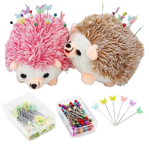 SolidGnik 2 Hedgehog Sewing Pincushion with 200 Pieces Sewing Pins Set for Sewing DIY Projects Jewelry Decor Dressmaker - Image 1