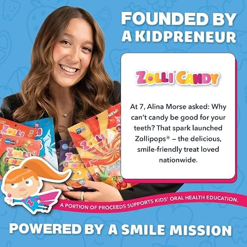 Zollipops Clean Teeth Pops Sugar Free Candy with Xylitol, Dye-Free Lollipops - Keto & Diabetic-Friendly, Dentist-Approved Treats for Kids (Natural Fruit Flavors, 1lb Tub) thumbnail 6