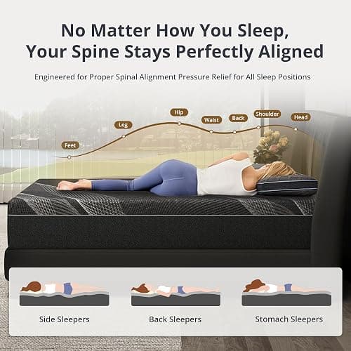 Dyonery Queen Size Mattress, 10 Inch Gel Memory Foam, Cooling & Back Pain Relief, Fiberglass Free, CertiPUR-US Certified, Foam Made in USA, Medium thumbnail 3