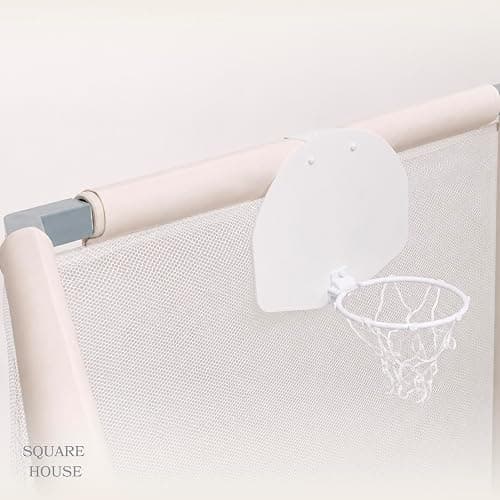 Square House Kids Trampoline, Aesthetic Indoor and Outdoor Toddler Trampoline with Safety Net, Basketball Hoop, 220lb Capacity, Ultra Safe No-Gap Design, Gifts for Boys & Girls thumbnail 9