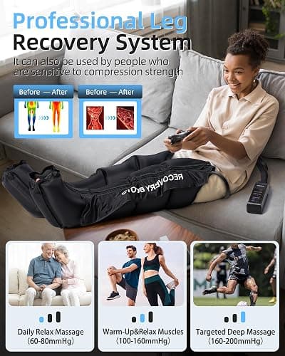 YINGGG Air Leg Massager with Compression: Professional Full Compression Boots with Adjustable 9 Intensities, Leg Massager for Circulation and Fatigue Relief for Post-Workout(Medium) thumbnail 2