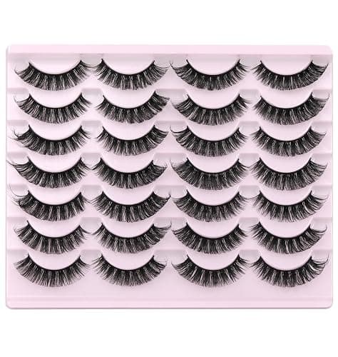 False Eyelashes Russian Strip Lashes Volume Fake Eyelashes Extension D-Curly Wispy Handmade Soft Reusable 14 Pairs Lashes Pack thumbnail 7