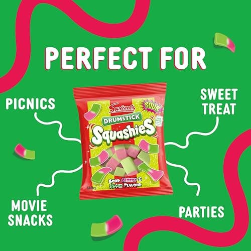 Swizzels Squashies Sweets - Sour Apple and Cherry Flavour Squashies - Single Pack 140g (Pack of 4) thumbnail 5