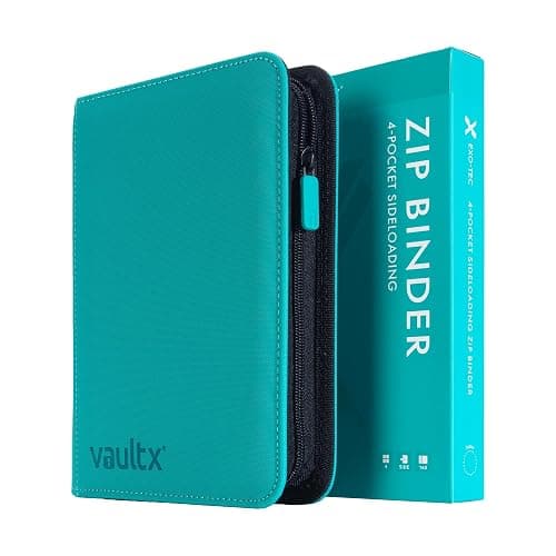 Vault X 4 Pocket Trading Card Zip Binder, 160 cards, Premium Exo-Tec Album Material, 20 Side-Loading Pages, Folder for Collectible Card Games, Sports, TCG (Teal) - Image 1