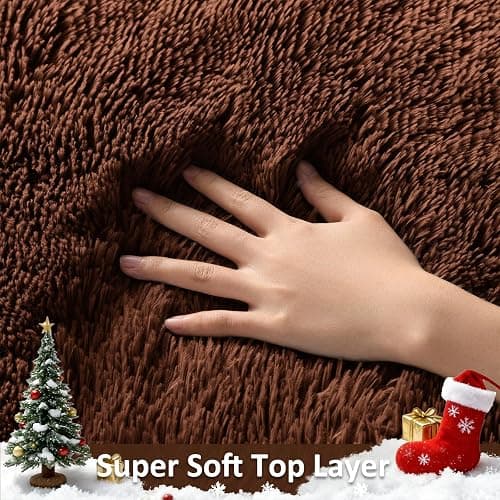 Ophanie Brown Rugs for Bedroom Living Room, Fluffy Fuzzy Furry Carpet, Plush Soft Shaggy Bedside Indoor Floor 4x6 Area Rug for Kids Girls Boys Baby Teen Dorm Nursery Home Decor Aesthetic thumbnail 2