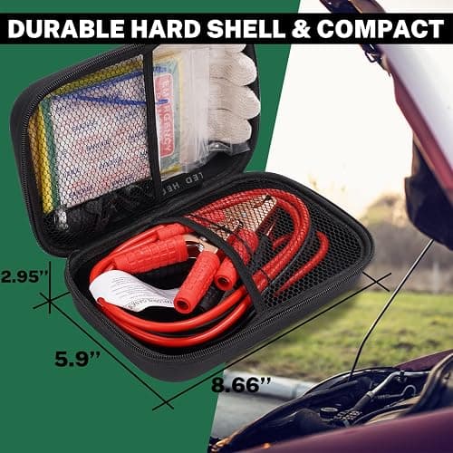 Car Emergency Kit with Battery Jumper Cables,Car Accessories for Men or Women,Emergency Car Kit,Roadside Automotive Safety Kit for Car,Vehicle,Truck or SUV,Gifts for Men or Him,Black thumbnail 3
