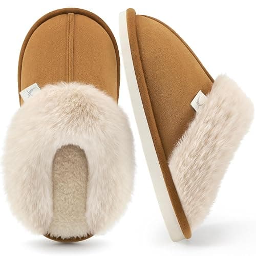 Aomigoct Womens Fuzzy House Slippers: Warm Plush & Non-Slip for Everyday Soft - The Perfect Thoughtful Gift for Mom & Grandma in Winter - Image 1