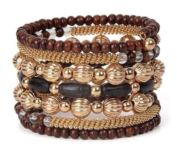 SPUNKYsoul Handmade Bohemian Multi-Color Beaded Coil Bracelet – Comfortable, Adjustable Boho Wrap Cuff That Stacks Easily and Lets You Effortlessly Elevate Any Outfit, Day or Night - Image 1