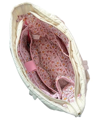 Tote Bag for Women with Cutie Flowers Inside Lightweight Puffy Tote Bag with Compartments thumbnail 4