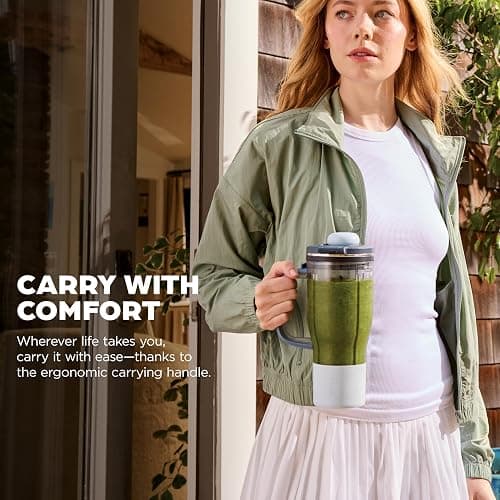 Ninja Blendboss™ | Personal Blender for Smoothies & Frozen Drinks | 26oz Travel Tumbler with LeakProof Lid, Chug Spout & Detachable Straw | Auto-iQ Technology | Cyberspace | DB351CY thumbnail 6