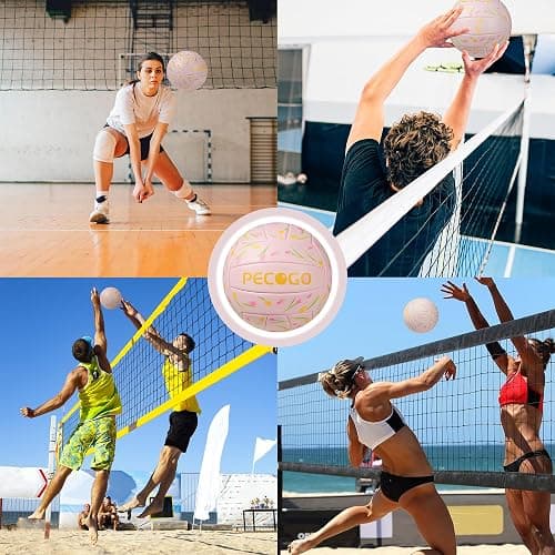 PECOGO Volleyball Size 5 PU Leather Soft Indoor Outdoor Volleyballs Sports Training Game Play Ball for Beginner, Teenager, Adult, 8.2 thumbnail 4