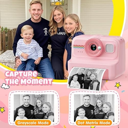 HiMont Kids Camera Instant Print, 1080P HD Instant Print Camera for Kids with 3 Rolls Print Paper & 32GB Card, Selfie Digital Camera for Kid, Ideal Kid Toys Gifts for Boys & Girls Age 3-14 (Pink) thumbnail 3