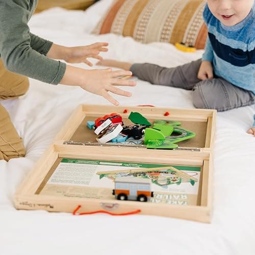Melissa & Doug Take-Along Railroad Tabletop Playset with Wooden Train Toys, Animals & Scenery Play Pieces, Preschool Learning Toys for Girls & Boys 3+ - FSC Certified thumbnail 8
