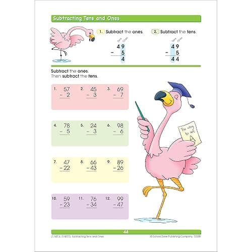School Zone Addition & Subtraction Workbook: 64 Pages, 1st Grade, 2nd Grade, Elementary Math, Sums, Differences, Place Value, Regrouping, Fact Tables, Ages 6-8 (I Know It! Book Series) thumbnail 4