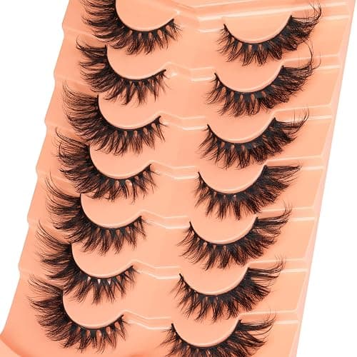 ALICROWN False Eyelashes, 7 Pairs Fluffy Cat Eye, Wispy Strip False Lashes, Mink Lashes, Long Volume, Fake Eyelashes, Cruelty Free, Black thumbnail 2