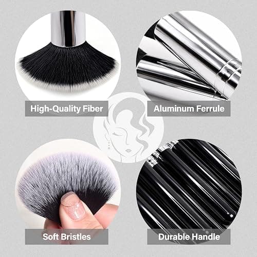 Makeup Brushes Set, Mlemle Professional 25 Pcs Makeup Kit, Include Foundation Powder Blush Concealers Eye shadows 21 Pcs Makeup Brushes and 2 Powder Puff, 2 Makeup Sponge(B01-Black) thumbnail 4