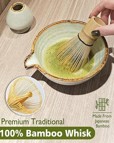 Vaiheng Matcha Whisk Set with Matcha Bowl, Matcha Whisk Holder Matcha Bamboo Whisk, Scoop, Sifter, Unique Gifts for Women Men Girl Friend Home Kitchen Decor Gifts for Tea Enthusiasts Christmas thumbnail 3