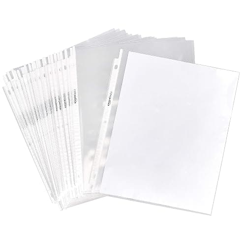 Amazon Basics Sheet Protectors for 3 Ring Binder, Lightweight, Acid-Free, Clear Plastic Sleeves, Letter Size, 8.5 x 11 Inch, 100-Pack - Image 1