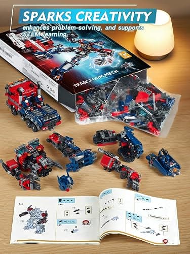 Aotonow 2 in 1 Transform Robots Building Sets for Adults,Mecha Transforming Building Blocks Truck Kits,Action Figures Toys for Movie Fans,Christmas,Birthday Gift for Kids and Boys 8-14 thumbnail 6
