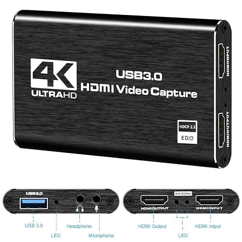 Capture Card Nintendo Switch, 4K HDMI Video Capture Card, 1080P 60FPS, HDMI to USB 3.0 Capture Card for Streaming Work with Camera/Xbox/PS4/PS5/PC/OBS thumbnail 2