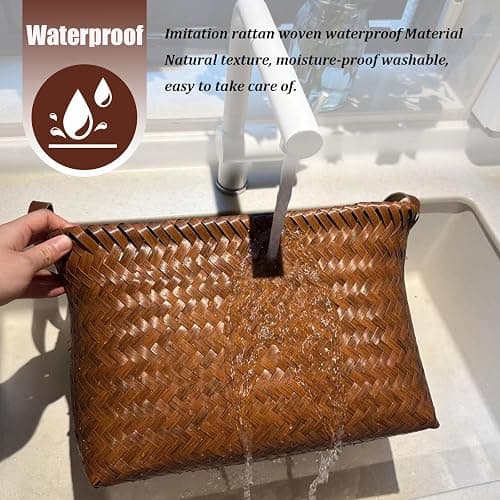 BROWNLILY Handwoven Clothes Basket Laundry Hampers Large Wicker Storage Baskets for Shelves Blankets Closet Storage Bins Car Bedroom Bathroom Organizers and Storage Bath (Pack of 4, Brown) thumbnail 6
