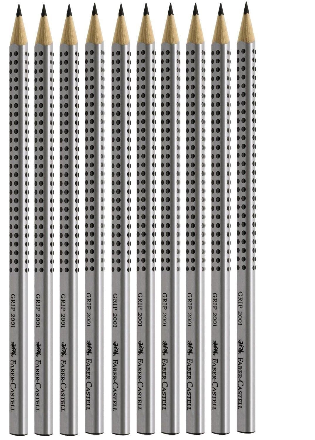 Faber-Castell 117697 - 10 Pencils GRIP 2001, Hardness Grade: HB, Shaft Colour: Silver - Image 1