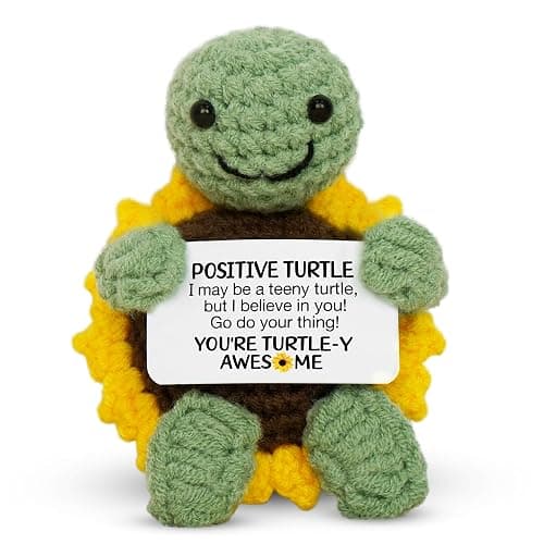 OASSIE Christmas Birthday Gifts for Women Men Teens - Turtle Positive Crochet Animals, Stocking Stuffers Relaxtion Gifts for Mom Dad Daughter Son Teen Girls Boys Sister Friend Home Desk Decor - Image 1