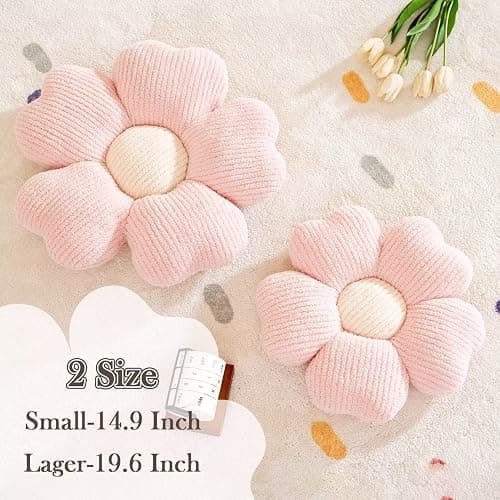 Kcvvcr Flower Throw Pillow, Cute Flower Shaped Pillow Decorative Throw Pillow for Bed Couch, Soft Daisy Pillows Floor Seating Cushion Cushions (14.9 Inch Light Pink) thumbnail 2