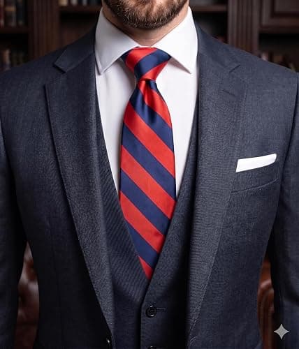 NYFASHION101 Men's Classic Striped Necktie - Premium Woven Two-Tone Tie for Weddings, Graduation, Business & School Colors thumbnail 2