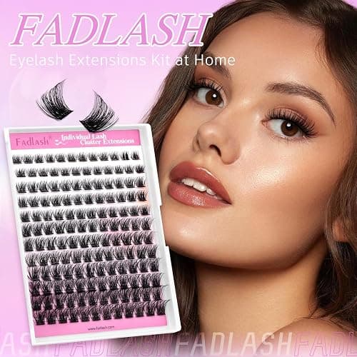 Fadlash Cluster Lashes Individual Lash 8-16mm Mixed Length Eyelashes 0.07mm D Curl Wispy Eyelashes Pre Glued Eyelash Beginner Friendly Soft Eyelashes Cluster thumbnail 9