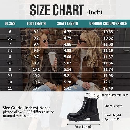 Vepose Women's Lace-Up Combat Ankle Boots with Chunky Platform Heel | Comfortable military-style booties, side zipper and memory foam insole, for city days, concerts and relaxed fall outfits thumbnail 6