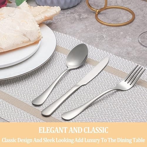 MUTNITT 30 Pcs Silverware Set Service for 6,Premium Stainless Steel Flatware Set,Mirror Polished Cutlery Utensil Sets,Durable Kitchen Eating Tableware Sets,Include Fork Knife Spoon,Dishwasher Safe thumbnail 6