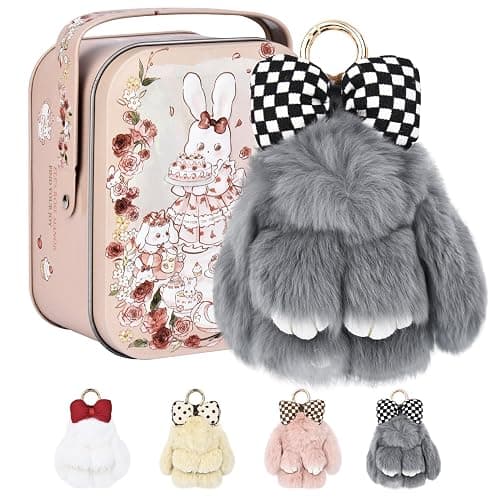 GlamSpark Bunny Keychain with Tin Box, Cute Keychain Gift, Soft Bunny Keychain Accessories for Women - Image 1