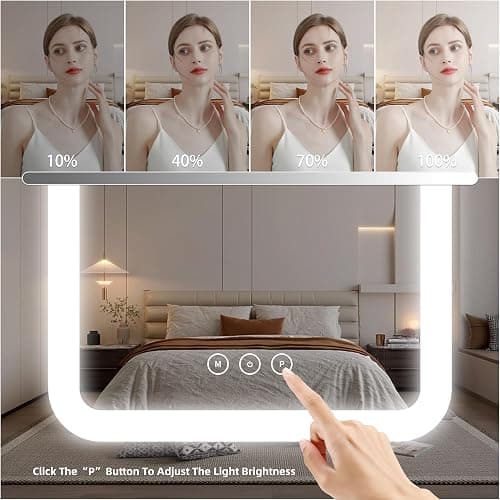 Vanity Mirror with Lights,13.1"×16.7"LED Makeup Mirror,Lighted Makeup Mirror with Lights, Smart Touch Control Dimmable 3 Modes Light, Lighted Up Mirror for Makeup Desk, Bedroom, Dressing Room thumbnail 4