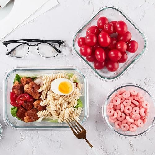 C CREST 12 Pack Premium Glass Food Storage Containers with lids Set | Freezer/Oven/Dishwasher Safe Food Storage Containers for Pantry and Kitchen | Meal Prep Container for Lunch thumbnail 8