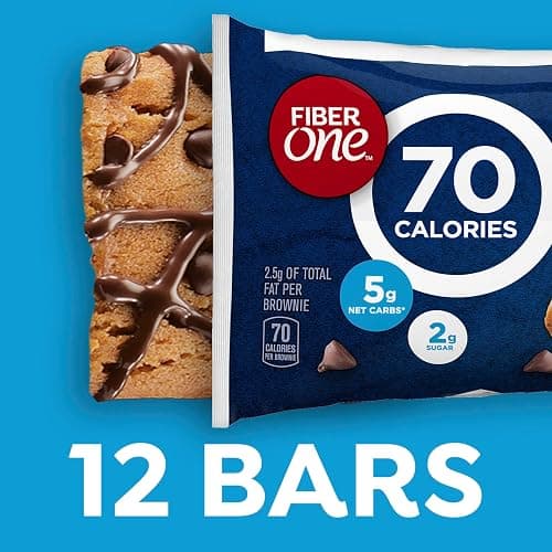 Fiber One 70 Calorie Brownies, Chocolate Chip Cookie Snack Bars, 2g Sugar, Value Pack, 12 Ct, 10.6 oz thumbnail 4