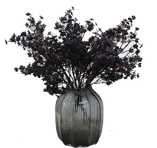 JAKY-Global Babys Breath Fabric Cloth Artificial Flowers 6 Bundle European Fake Silk Plants Decor Wedding Party Decoration Bouquets Real Touch DIY Home Garden (Black-6pcs) - Image 1