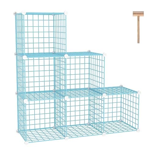 C&AHOME Wire Cube Storage, 6 - Cube Organizer Metal C Grids, Modular Shelves Units, Closet Organizer, Ideal for Home, Office, Living Room, 36.6”L x 12.4”W 36.6”H, Blue UWCS3006B - Image 1