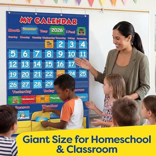 Aizweb Classroom Calendar Pocket Chart,Monthly Calendar for Kid Preschool Kindergarten Classroom Elementary Must Haves,Classroom Decorations Decor,Homeschool Teacher Supplies,Back to School Supplies thumbnail 7